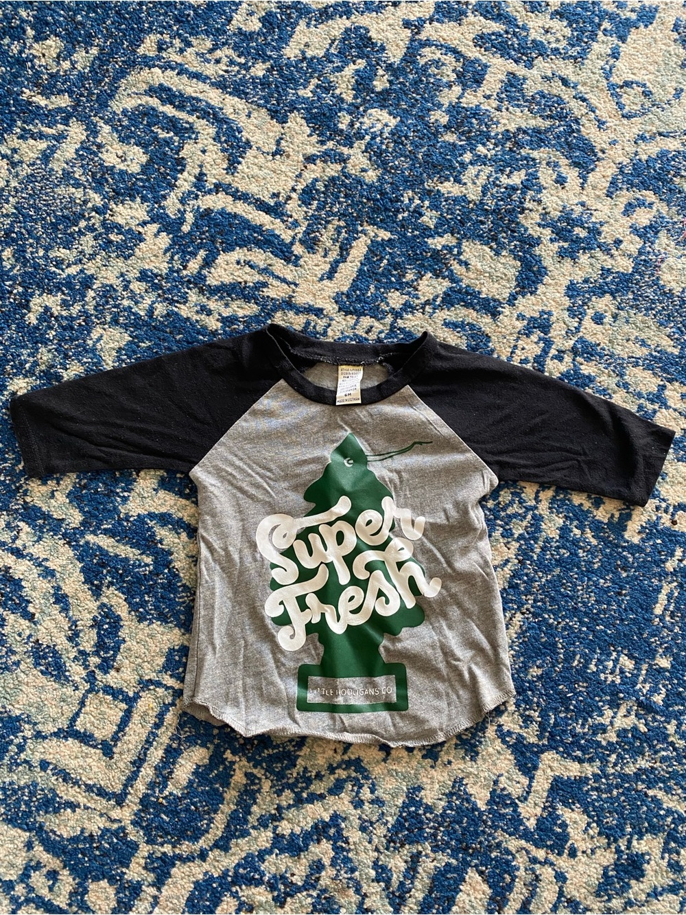 Kids Raglan Tee - Gray & Black "Super Fresh" Graphic